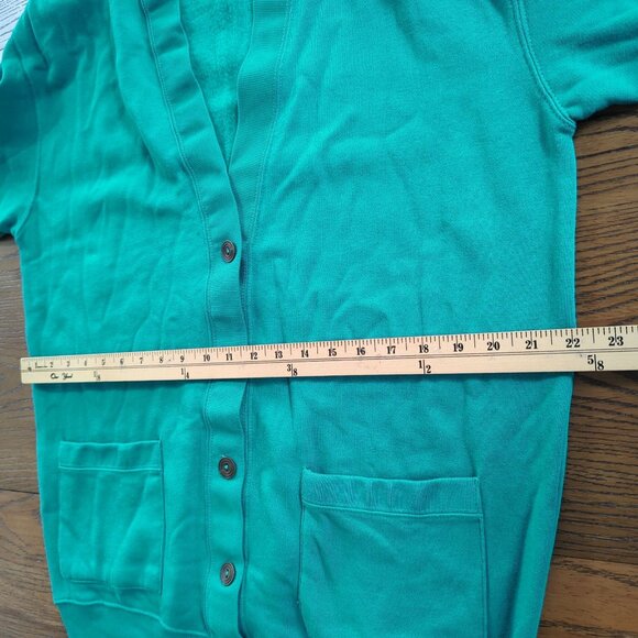 Vintage Elle Macpherson Teal Cardigan Sweater M With Button Front and Pockets - Picture 9 of 15